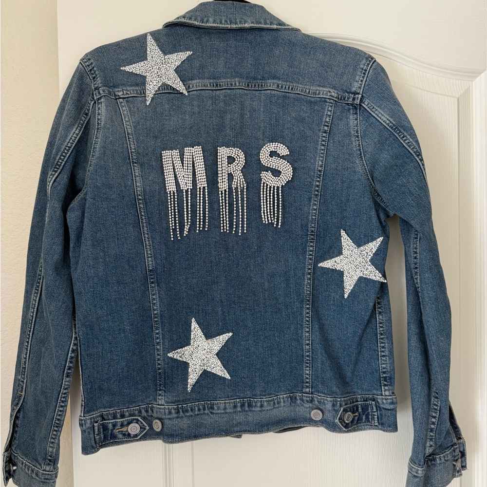 Bride “Mrs.” Denim Jacket with Rhinestone Stars